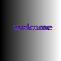 Obraz premium welcome, welcome, purple text, gradient background, 3D effect, use of commas for keywords are acceptable&nbsp;