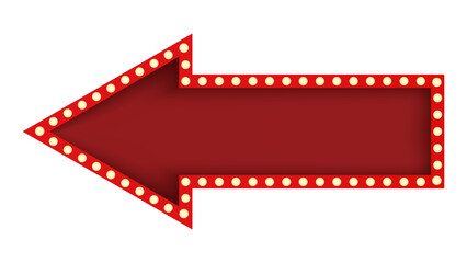 Arrow Retro Signboard, Gold and Red Arrow Frame, Lightbox, Light Banner, Vintage Bright Billboard For Advertising