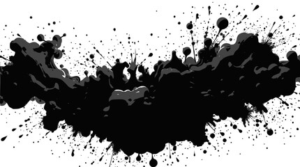 Naklejka premium Dynamic black ink splatter on a clean white background, creating an abstract artistic texture.