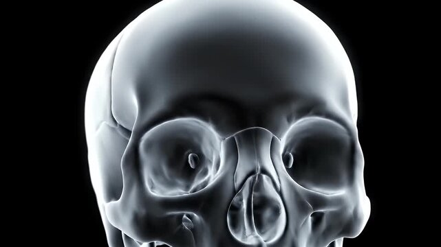 Photorealistic Skull in Blue Hues on Black Background Medical Visualization for Education and Healthcare Promotion