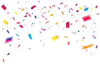 Multicolor Confetti Scattered on White Background, Colorful Paper Confetti Celebration Mix, Bright Party Confetti Scatter Overlay