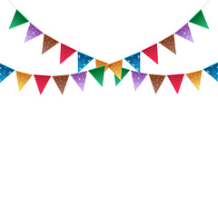 Multicolor Paper Garland on White Background, Rainbow Paper Garland, Kids Party Hanging Banners, Festival Paper Garland Design