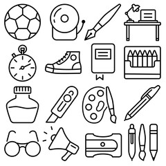 School Essentials Icon Set Outline Style (Part 6)