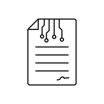 Icon a Smart contract document with circuit lines, isolated against a clean background.