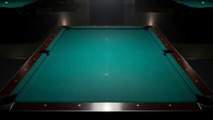 Empty Pool Table in Dark Room.