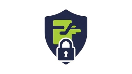 Secure Data Protection Shield with Lock Icon.