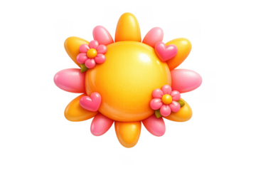 Vibrant women's day sun with flowers and hearts design for celebration cards