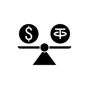 Icon a Stable coin balance on scale, isolated against a clean background.