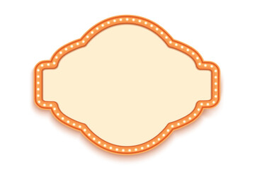 Ethnic Ornamental Shape Box Decorative Frame. Orange Border Frame With Glowing Bulbs.
