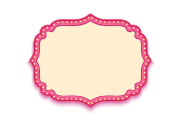Ethnic Ornamental Shape Box Decorative Frame. Pink Border Frame With Glowing Bulbs.
