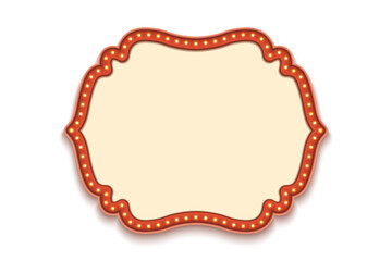 Ethnic Ornamental Shape Box Decorative Frame. Red Border Frame With Glowing Bulbs.