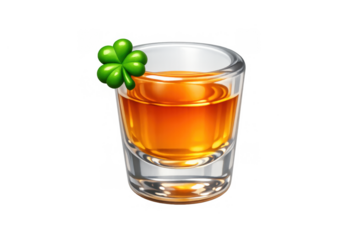 St. patrick's day shot glass with clover decoration for festive celebrations