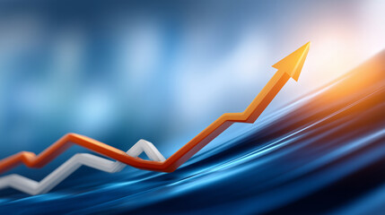 Professional business infographic showing economic growth trend, smooth ascending graph, soft gradient background, corporate-style visualization suitable for annual reports and inv