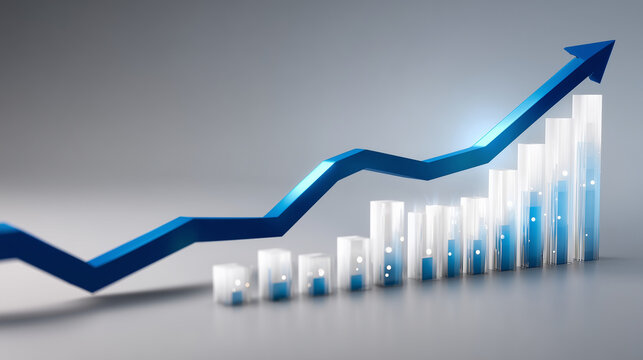 Clean minimalist forex trading graph on a light background, smooth upward curve, transparent bar charts and data points, professional investment and business analytics concept - Powered by Adobe