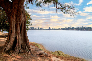 Angkor, Cambodia. Views from inside and outside the Angkor Wat temple.