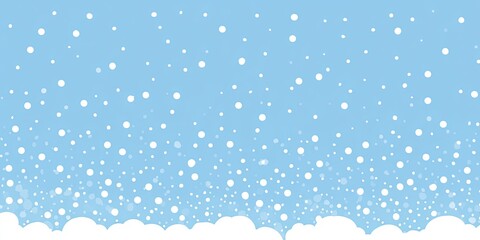A sky blue background with white circular shapes falling down and white curved lines at the bottom
