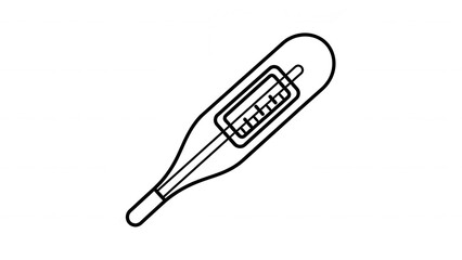 Vintage Mercury Thermometer, Medical Device, Illustration, Diagnostic Tool, Healthcare Symbol