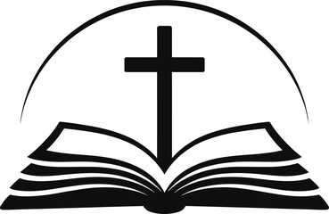 Christian Bible And Cross Faith Symbol Isolated on White Background