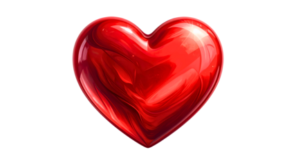 Red glossy heart symbol floating, representing love, romance, passion, and valentine's day on transparent background