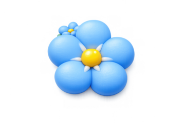 Minimalist blue floral art with yellow center for modern design and decoration