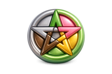 Colorful geometric star design with metallic finish for digital art and decoration