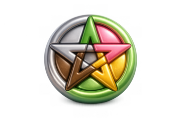 Colorful geometric star design with metallic finish for digital art and decoration