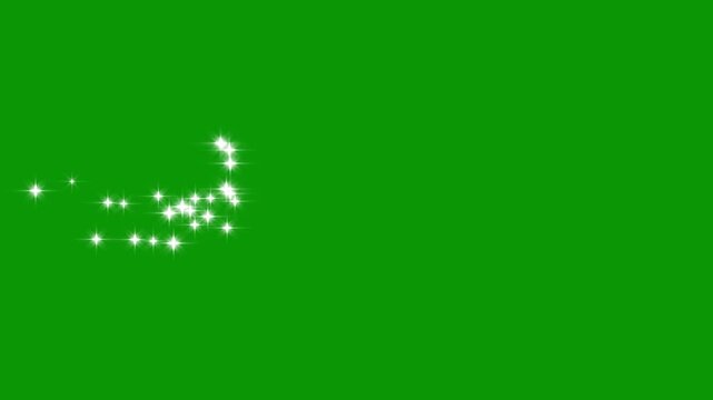 Magic glitter sparkle trail, bokeh light lights green screen, magic dust, pixie dust path, white twinkling particles, fairy dust wand glitter stars trail transition, glowing stars sparkles. 4k