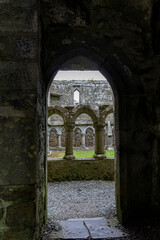 Fototapeta premium detail view inside the famous ruin of Ross Errily Friary in the north of ireland, county Galway 