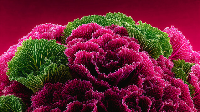 Feuilles de salade rose et verte