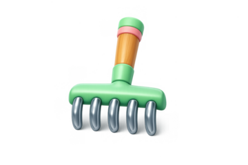 Futuristic green garden rake concept - modern design tool illustration for innovative gardening solutions