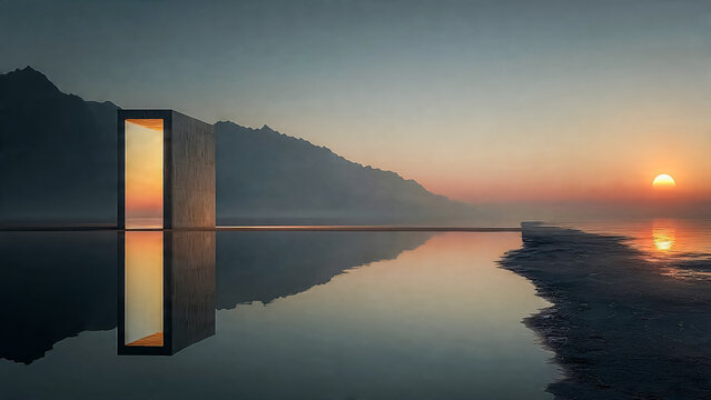 Arche lumineuse au bord de l'eau