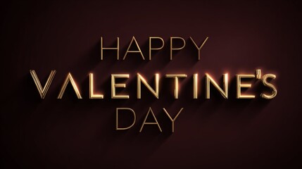 Obraz premium Elegant 'Happy Valentine's Day' text in golden letters on a dark background.