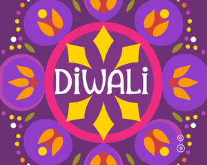 Obraz premium A vibrant diwali design featuring colorful shapes and festive lettering