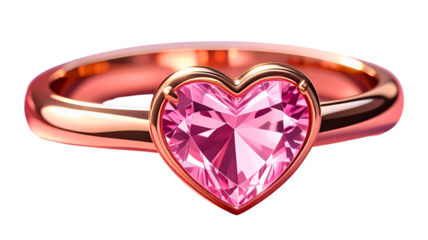 Rose gold ring featuring a heart-shaped pink gemstone for love expression