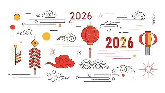 Chinese New Year 2026 Celebration Elements.