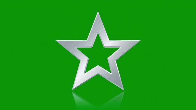 Three dimensional silver outlined star award symbol prominently displayed against a vibrant green background radiating bright light effects.