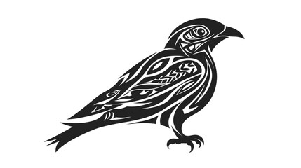 Obraz premium Black and White Bird Illustration Design.