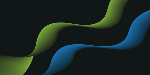 Premium sparkling luxury green waves background on black background. vector Eps 10