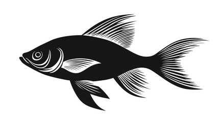 Fototapeta premium Black and White Fish Illustration Side View.