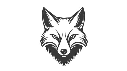 Obraz premium Black and White Fox Head Illustration.