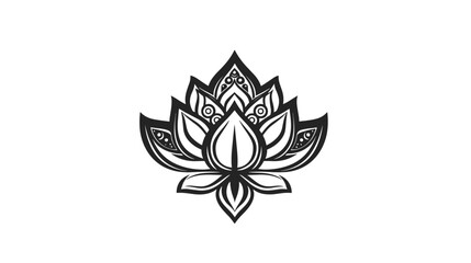 Obraz premium Black and White Lotus Flower Illustration 1.