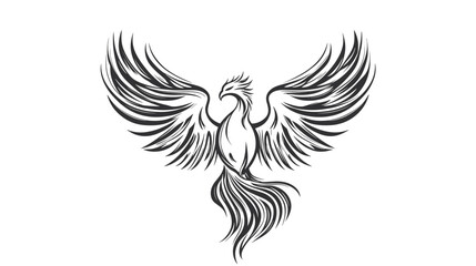 Obraz premium Black and White Phoenix Illustration Flying.