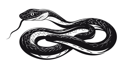 Obraz premium Black and White Snake Illustration.