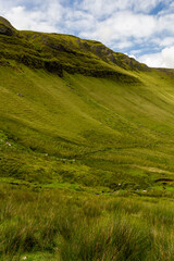 a iconic mountain range view at district sligo in ireland at a cloudy summer day 