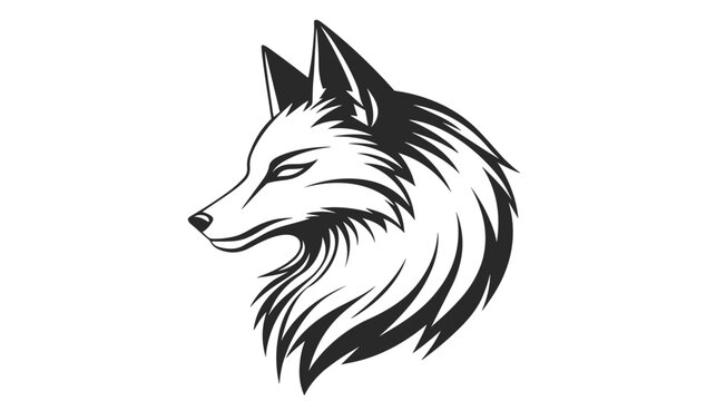 Black and White Wolf Head Illustration 2.