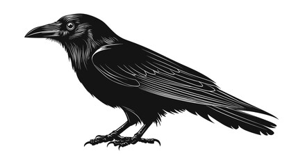 Black crow or raven illustration silhouette.