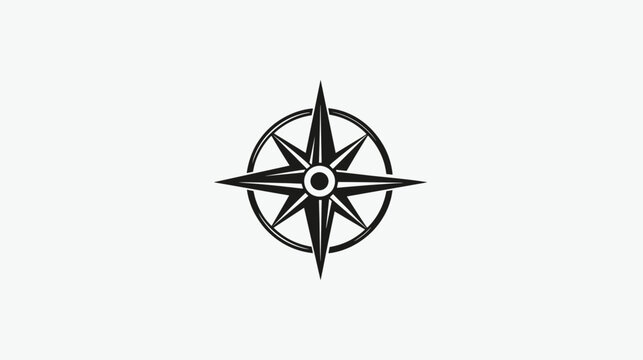 Black Compass Rose Illustration on White.