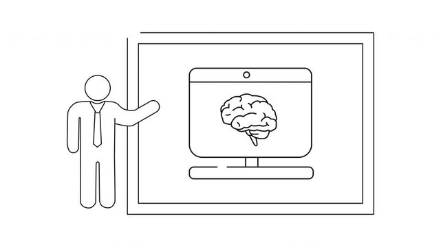 Brain Presentation - Continuous Line Art for Education and Technology.