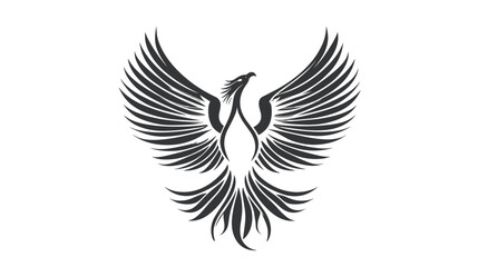 Obraz premium Black Phoenix Bird Silhouette Illustration.