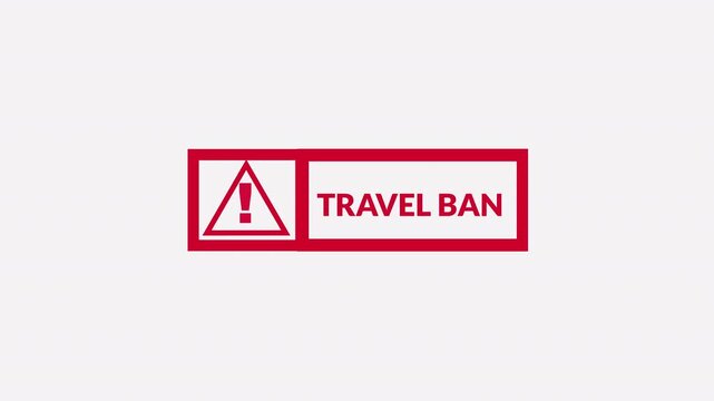 travel ban text animation in transparent background in 4k with alpha channel